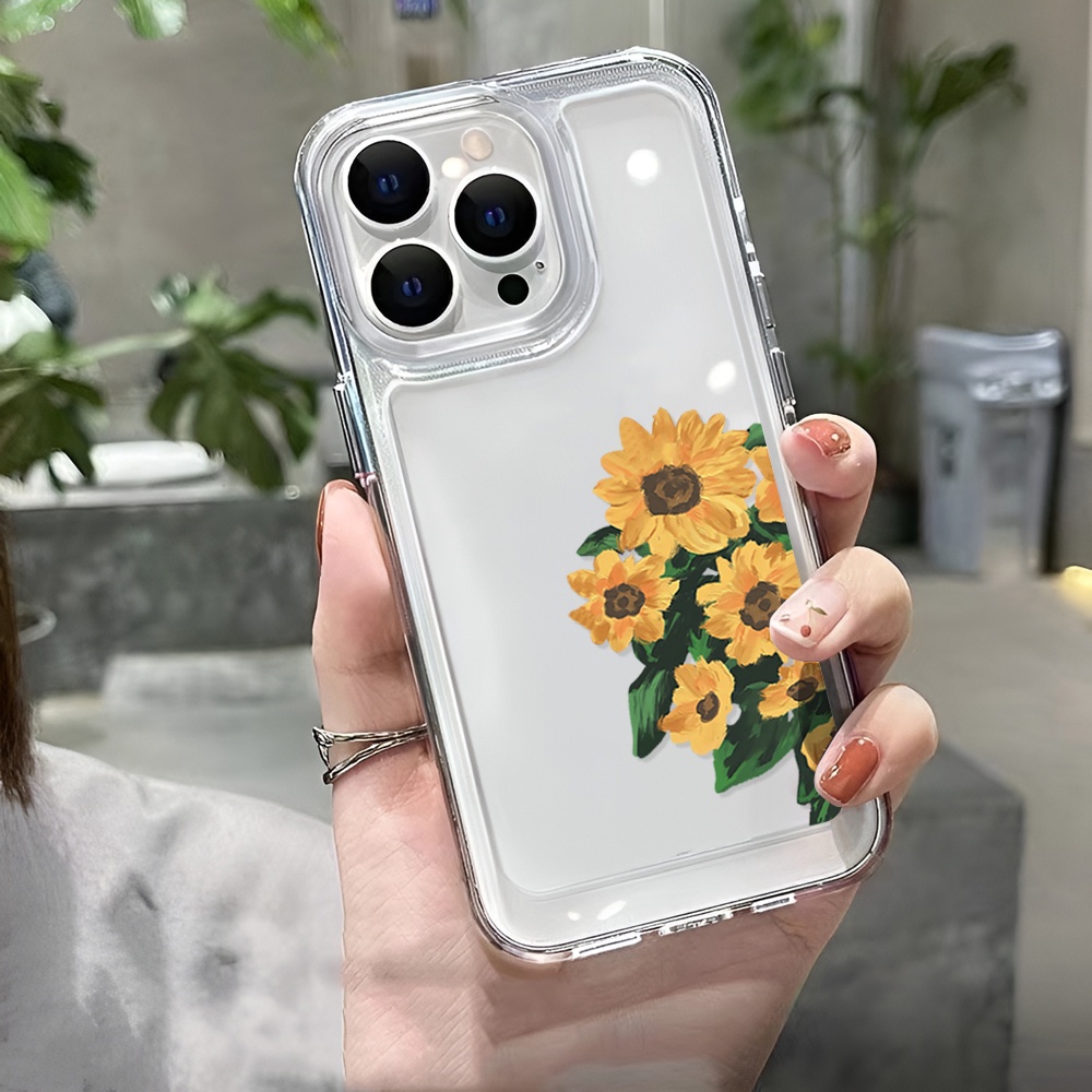 Ốp Điện Thoại Trong Suốt Hình Hoa Hướng Dương Cho iphone 14ProMax 14Plus 13 11 12 7Plus X XR