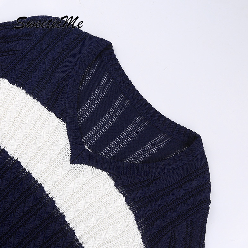 Áo Sweater Tay Dài Cổ Tròn Dáng Ôm Họa Tiết Kẻ Sọc Thời Trang 2022 Cho Nữ