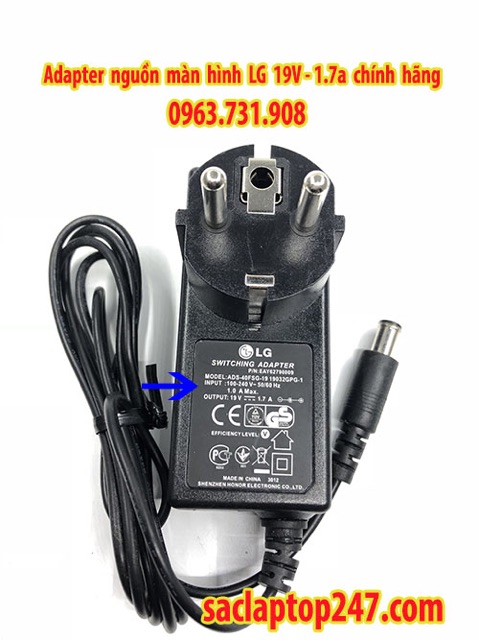 Adapter nguồn màn hinh LG 19V 1.7A chính hãng