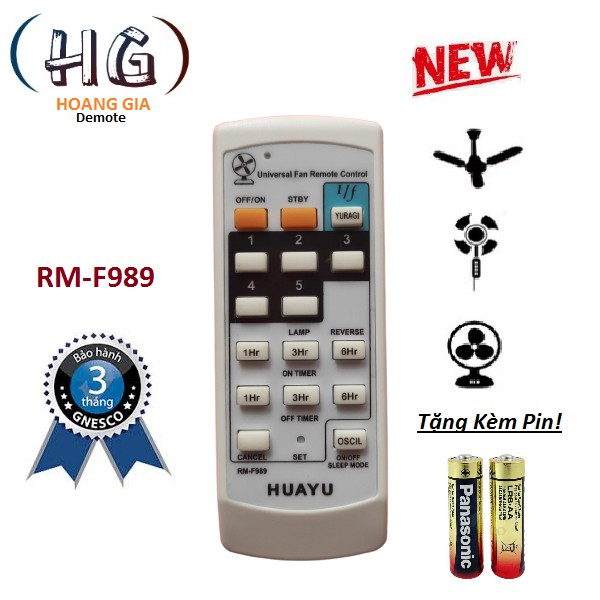 Điều khiển quạt đa năng RM-F989 cho tất cả dòng quạt bàn quạt treo tường quạt trần