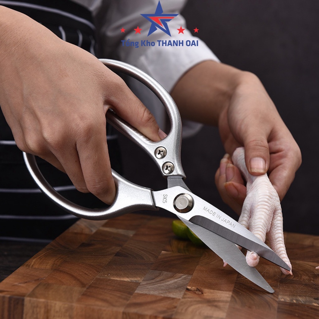 Kéo Cắt Gà Kéo Nhật Làm Bếp Đa Năng Cắt Vải Cắt Giấy SK5 Siêu Sắc Size Lớn 22 cm