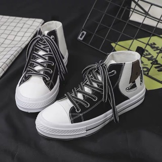 Giầy nữ cao cổ hoạ tiết giày sneaker