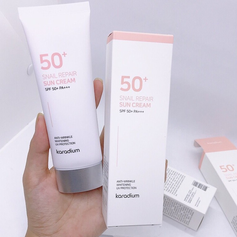 Kem Chống Nắng Nâng Tone Da Karadium Snail Repair Sun Cream SPF 50+ PA+++(hàng chính hãng , fake đền gấp 10 lần)