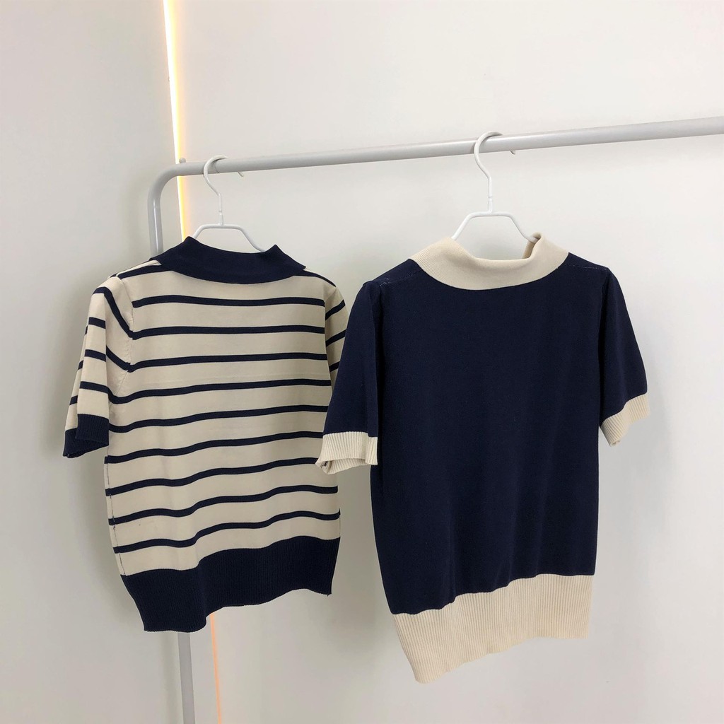 Áo thun nữ Ngắn tay Cổ bẻ POLO Phối cúc Ulzzang Hàn Quốc Áo Phông thun nữ Tay ngắn Có cổ Retro Thời trang | BigBuy360 - bigbuy360.vn