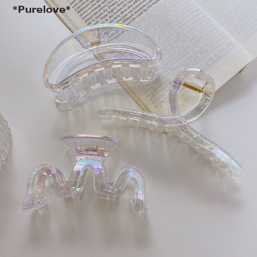 Kẹp Tóc Càng Cua Bằng Acrylic Màu Trơn Kiểu Retro Pháp