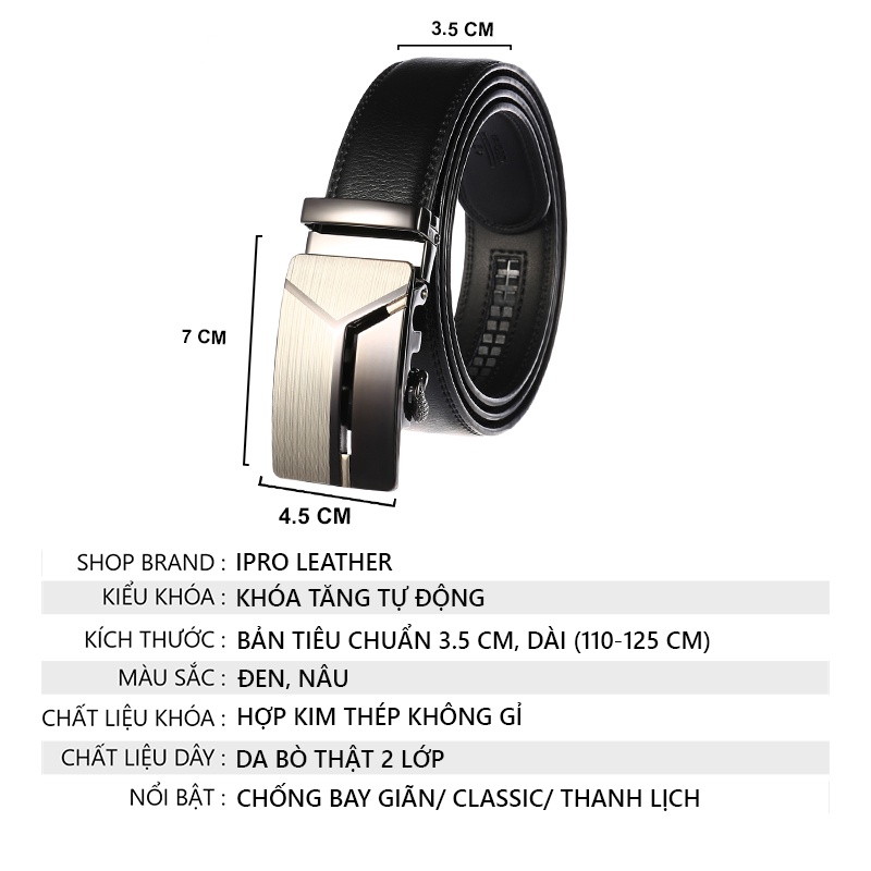 Thắt lưng nam da bò cao cấp khóa tự động thời trang nam tính IPRO TL80
