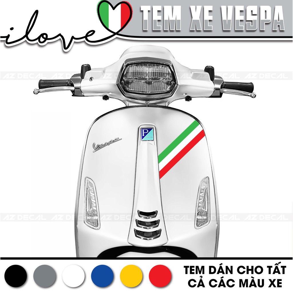 Tem Xe Vespa Sprint/LX/Primavera/GTS Italia 03 | Tem Rời Dán Vespa Chống Nước, Bền Màu, Dễ Sử Dụng