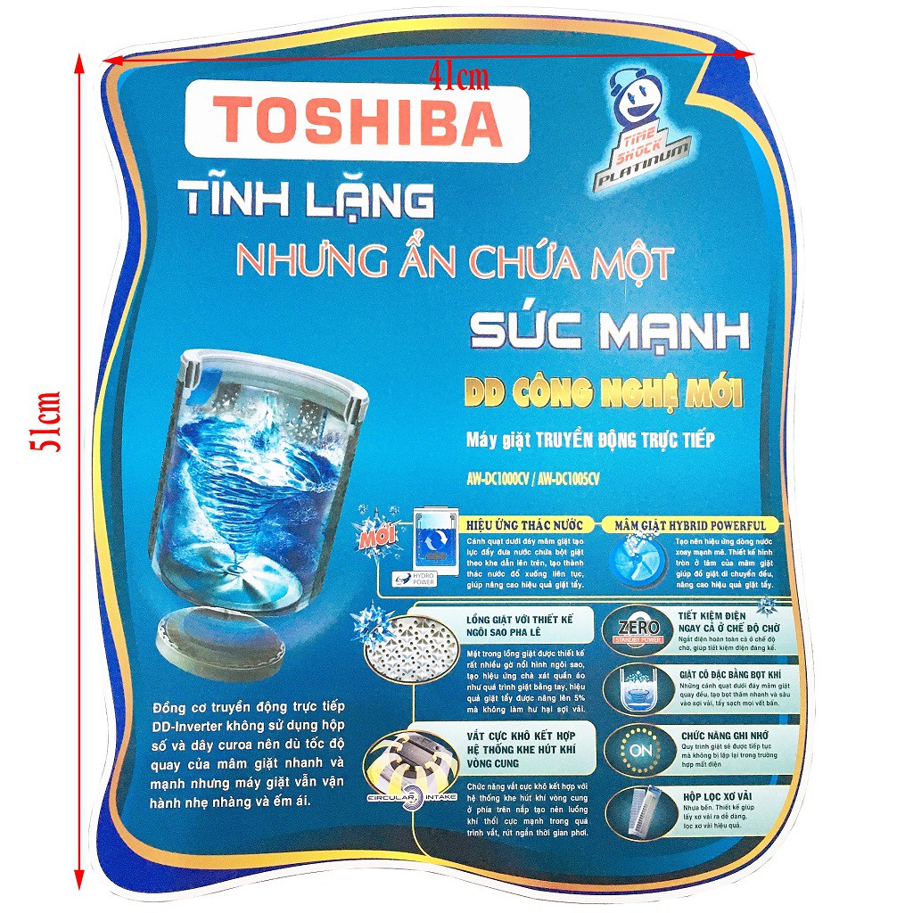 Miếng dán máy giặt Toshiba [TẶNG BĂNG KEO HAI MẶT] tem dán máy giặt Toshiba chọn mẫu như hình