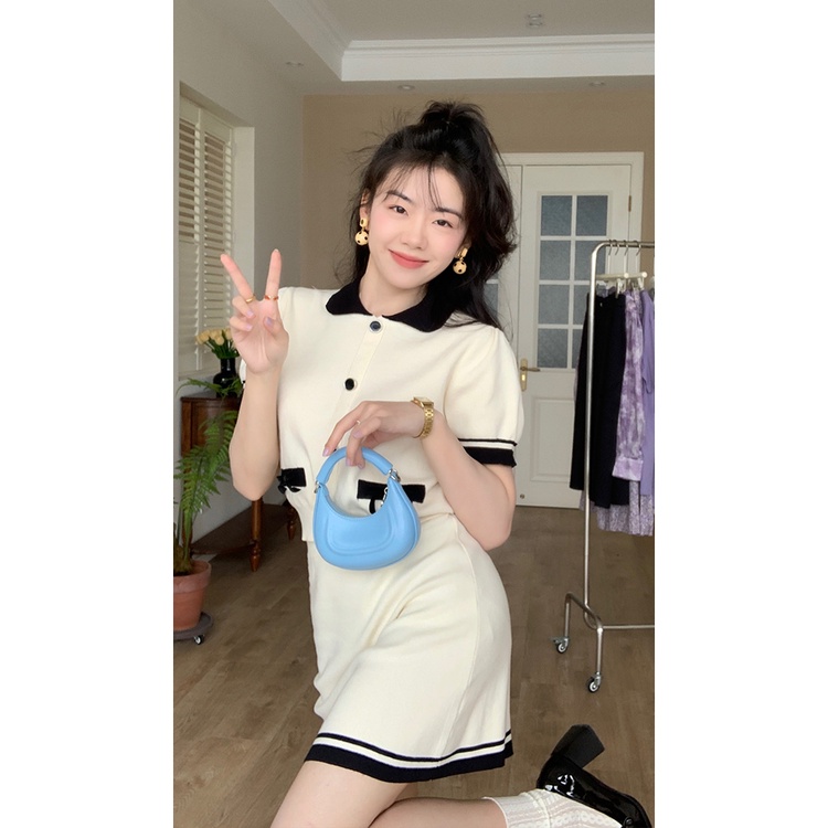 DUNEA Set Áo Sơ Mi Cổ Bẻ Cài Nút Và Chân Váy 2 Món Màu Sắc Trẻ Trung Cho Nữ