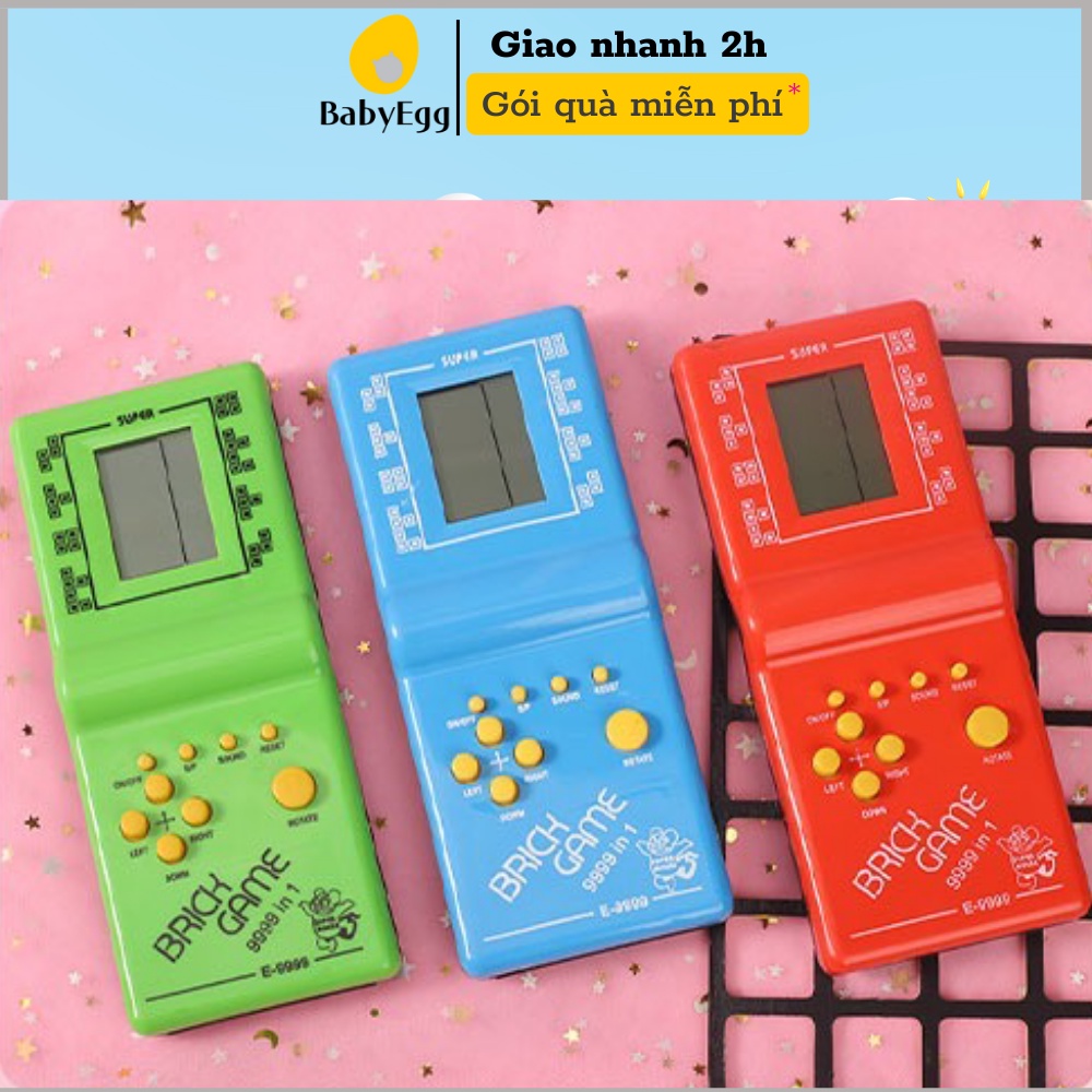 Máy chơi game xếp hình xếp gạch bắn tăng rắn săn mồi điện tử cầm tay brick game cho bé trai gái 4 5 6 tuổi tiểu học baby