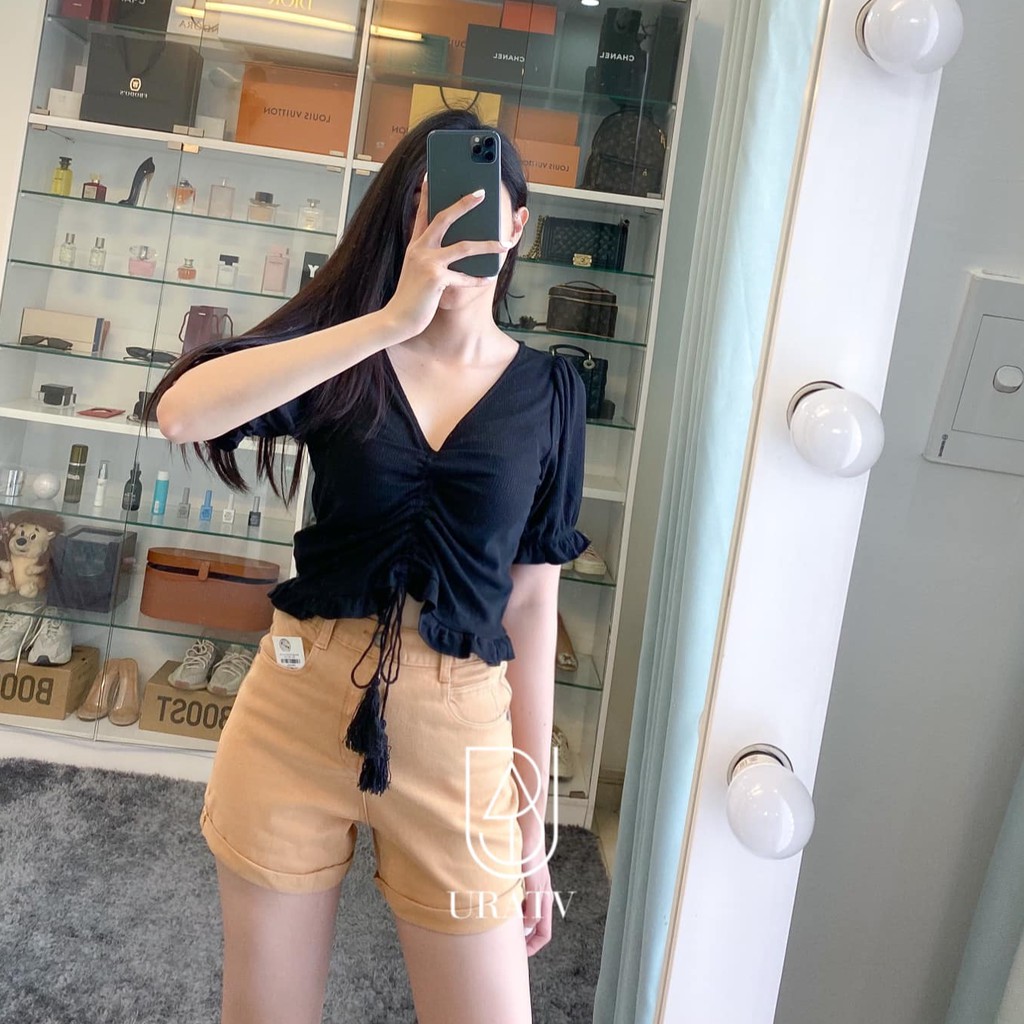 [FREESHIP - ẢNH CHÍNH CHỦ] Áo gân line bèo dây rút F21