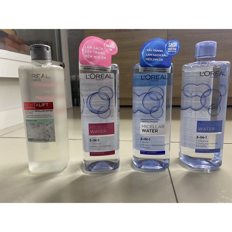Nước Tẩy Trang LOREAL Ẩm Mượt, Sạch Sâu, Ngừa Mụn, Mềm Mịn Da-400ml- LOREAL Pháp-Xuất Xứ Trung Quốc