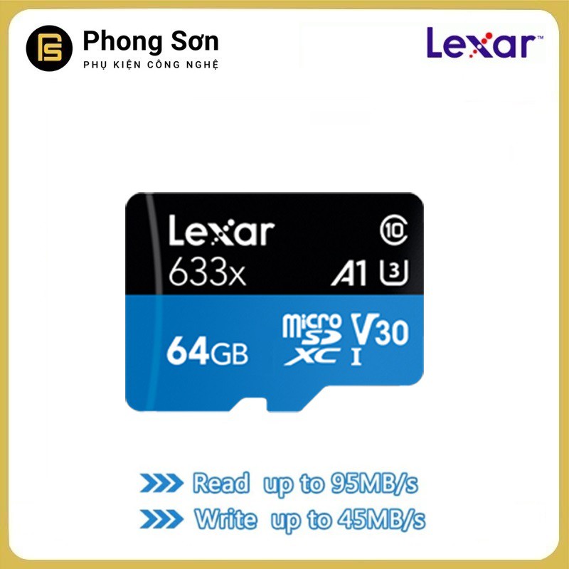 Thẻ nhớ Lexar Micro SDXC 64GB 633X 95MB/s A1 dành cho Camera hành trình, Gopro,Cam thẻ thao,Camera IP .. | BigBuy360 - bigbuy360.vn