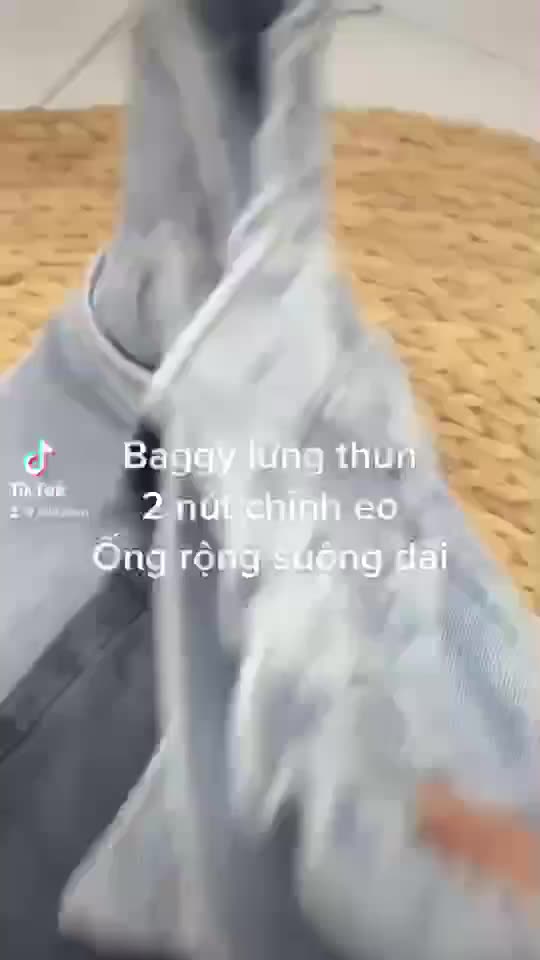 [bG26]Quần baggy jean lưng phối thun nút cài ống rộng dài 100cm | BigBuy360 - bigbuy360.vn