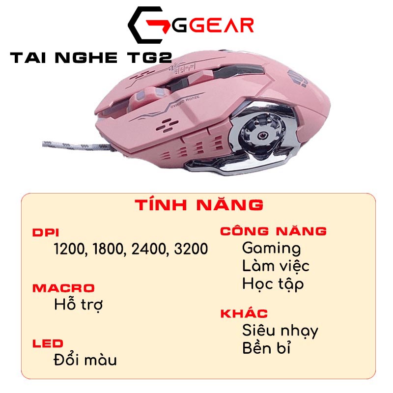 Bộ bàn phím cơ chuột tai nghe gaming có dây Ggear CBG1 bàn phím cơ 87 phím chuột máy tính Macro headphone siêu bền led