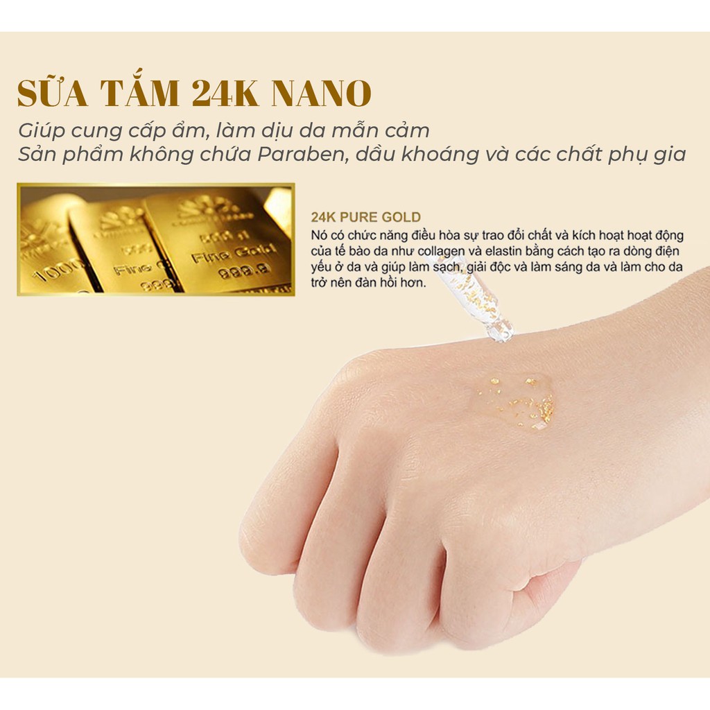 Sữa Tắm Vàng 24k Nano AVATAR Hương Nước Hoa Nhật Bản Cao Cấp chăm sóc làn da trắng thơm toàn diện 900ml