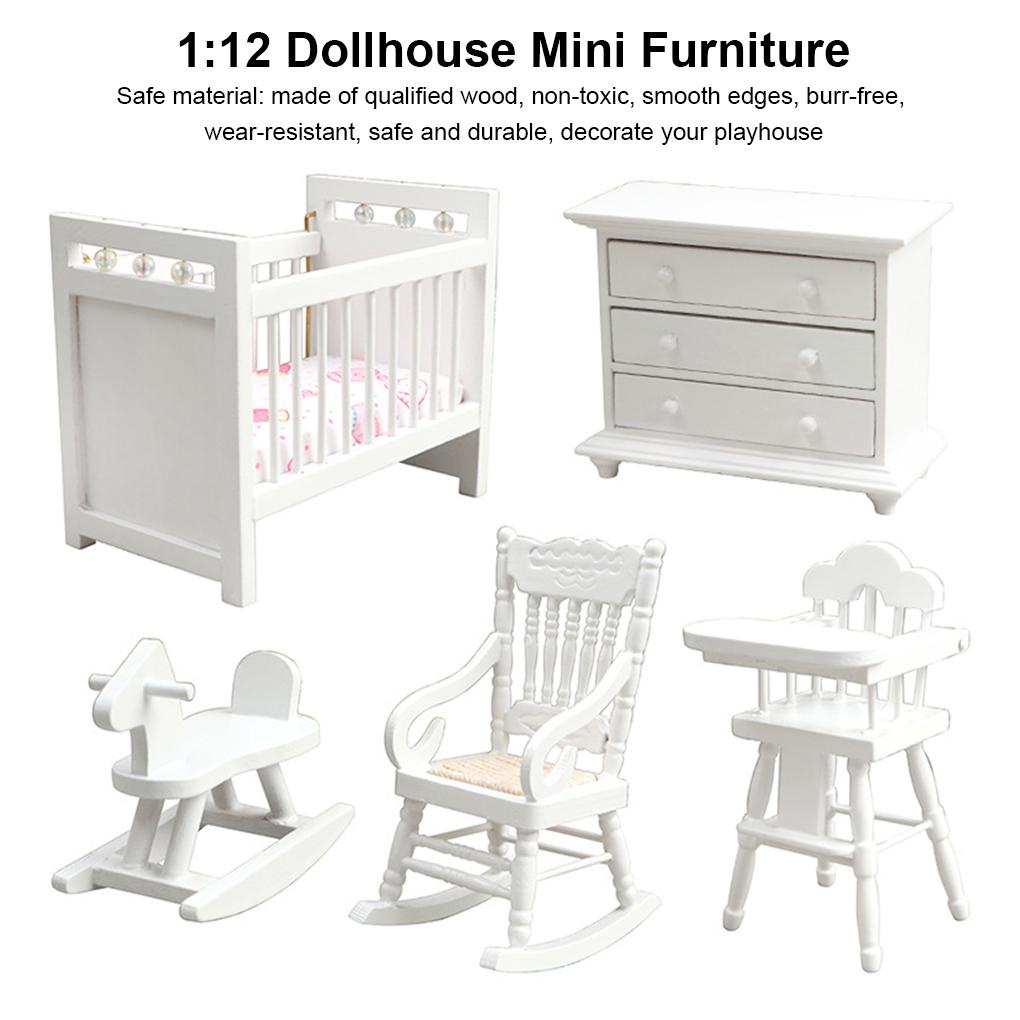 Set 5 Mô Hình Ghế Gỗ Tỉ Lệ 1: 12 Trang Trí Nhà Búp Bê