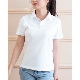 Áo thun nữ cổ trụ size thường - Màu trắng