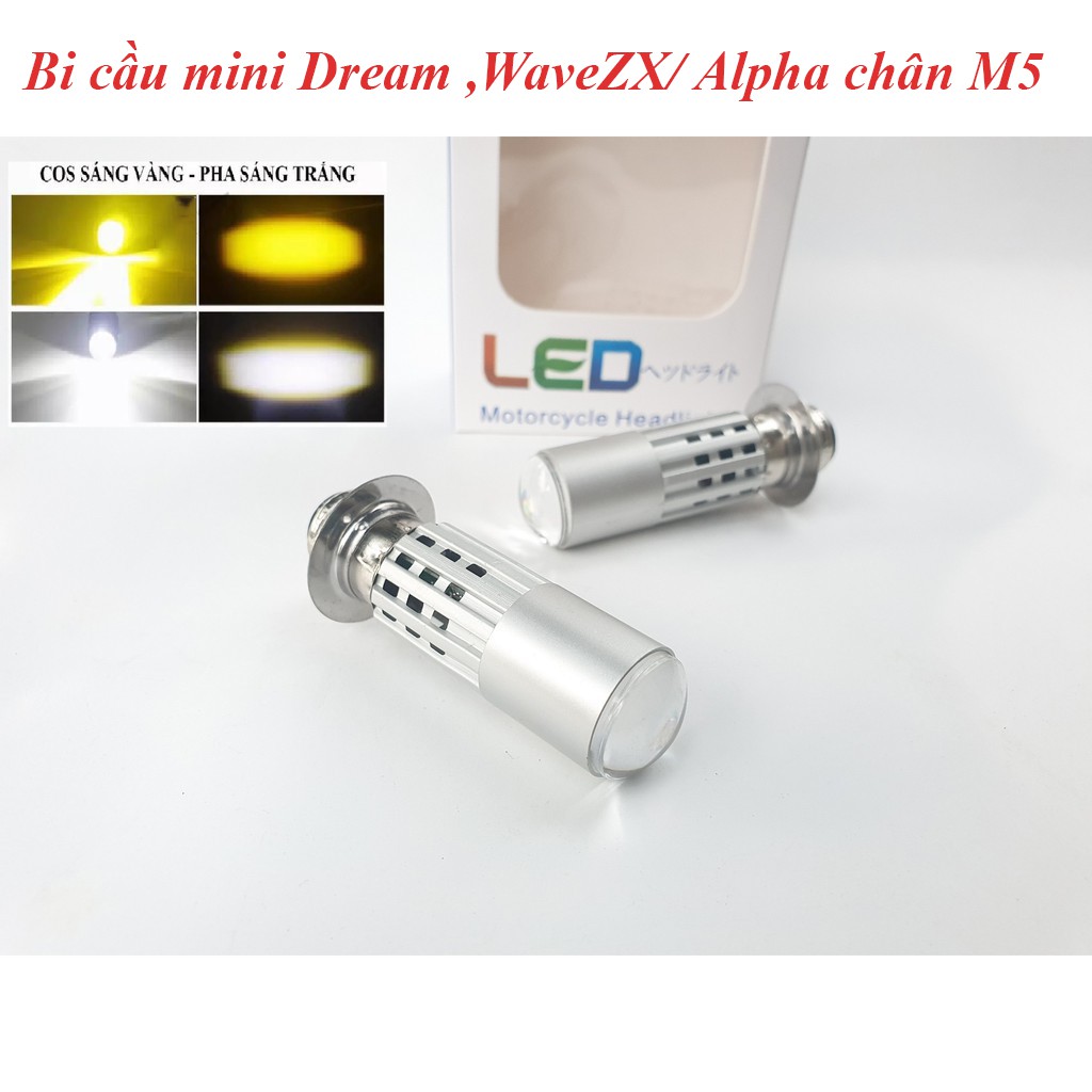 Bóng pha LED bi cầu mini Dream WaveZX/ Alpha chân M5 - Pha trắng cốt vàng