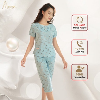 Bộ mặc nhà nữ chất thô Kate Hàn,áo ngắn tay quần lửng mùa hè dòng cao cấp thô Kate Hàn Mộc Eva T122216