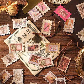 Set sticker retro dạng tem theo chủ đề