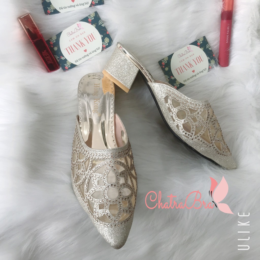 Dép sục hoa sen kim tuyến sang trọng