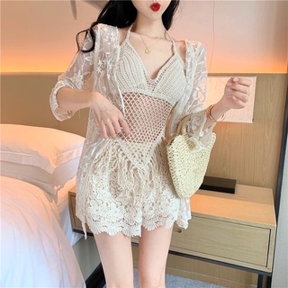 Bikini store: set bikini len móc đi biển (áo lưới riêng)