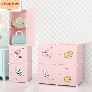 [MẪU HOT] KỆ TỦ NHỰA GHÉP 4 Ô ĐỰNG QUẦN ÁO, ĐỒ CHƠI, GẤU BÔNG. Tủ lắp cao 150cm rộng 37cm sâu 47cm hoặc 37cm