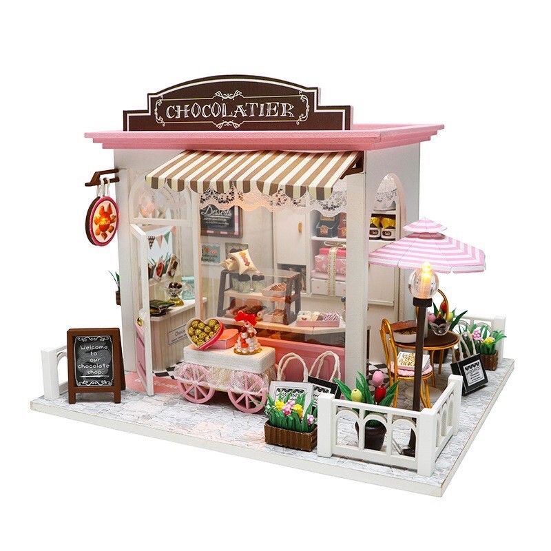 Mô hình nhà DIY Doll House Chocolatier Kèm Mica Chống bụi