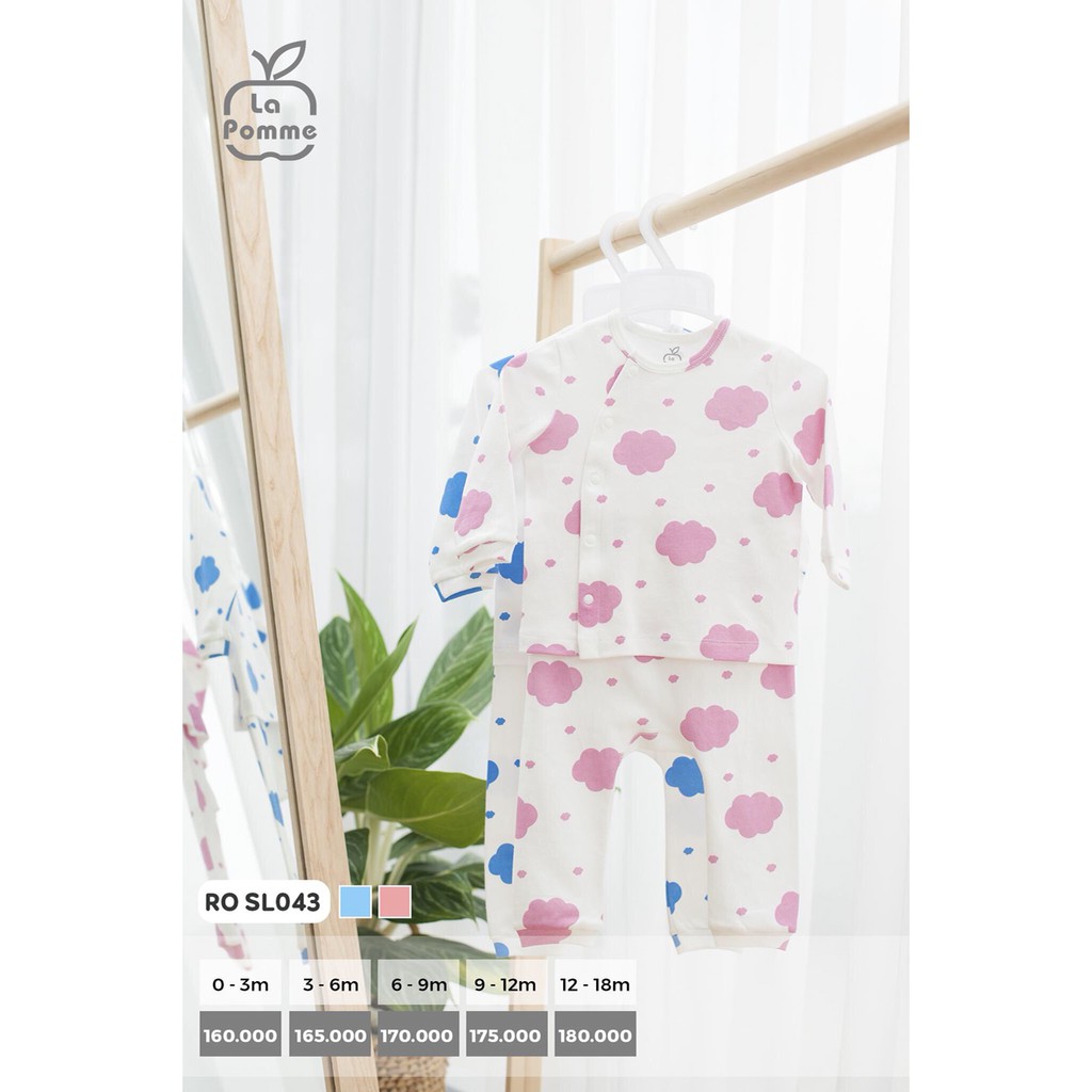 Bộ dài tay bóng mây cúc bấm lệch La Pomme SL043
