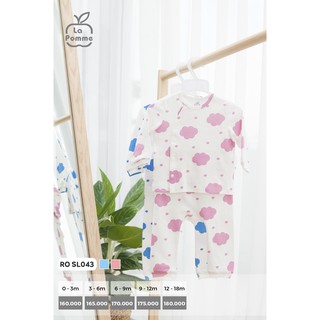 Bộ dài tay bóng mây cúc bấm lệch La Pomme SL043