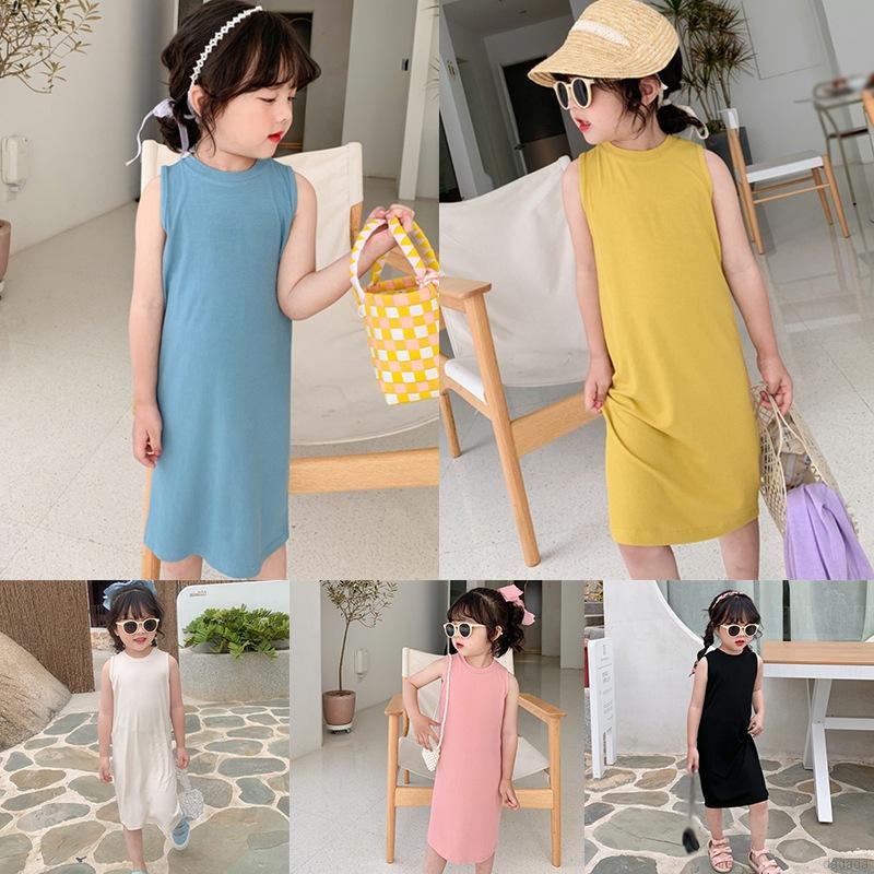 Đầm Không Tay Thời Trang Mùa Hè Phong Cách Hàn Quốc Mới Cho Bé Gái