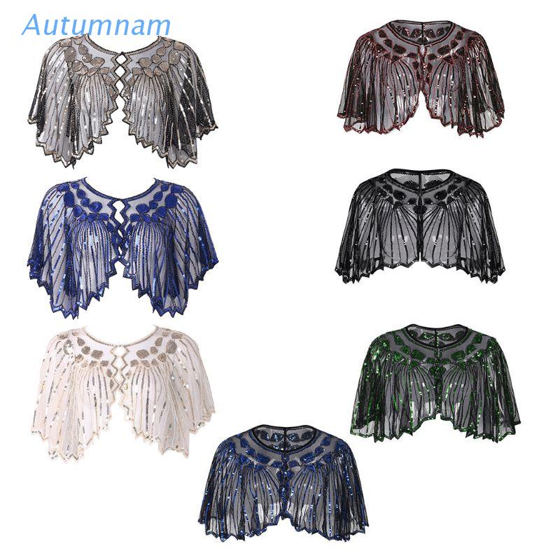 Áo choàng đính kim sa lấp lánh phong cách châu Âu 1920s sang trọng cho nữ