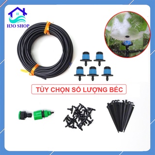 Trọn bộ béc tưới gốc xòe 360 độ, điều chỉnh được bán kính tưới, béc xanh que cắm rời