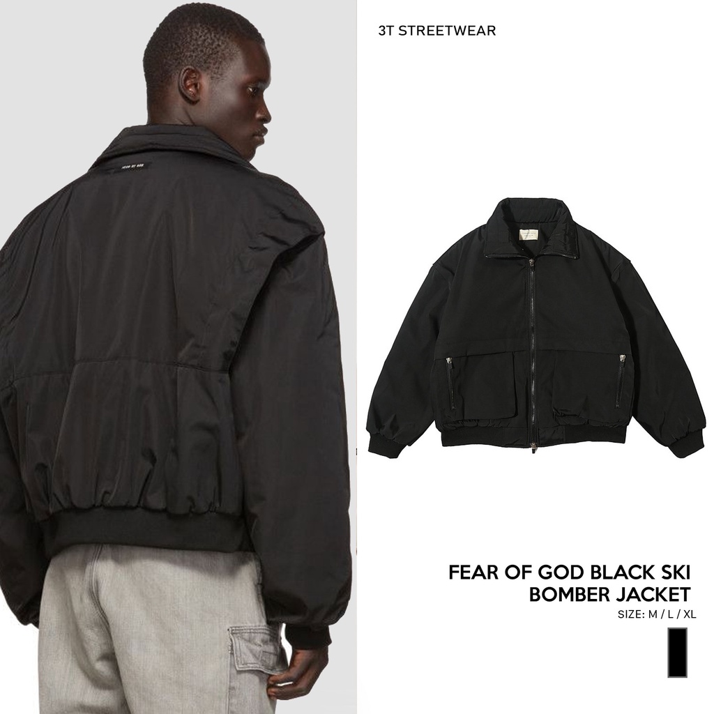 Áo F.O.G Bomber Jacket Thân Ngắn | Fear of God Black Ski Bomber Jacket | 3T Streetwear