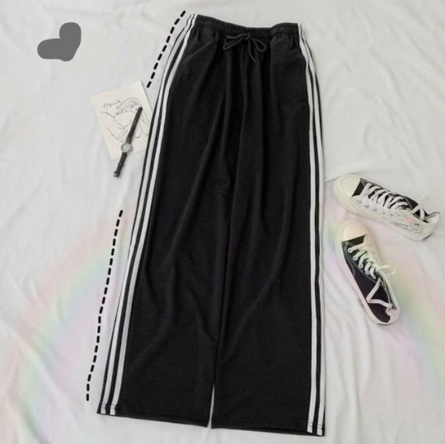Quần ống rộng 2 Sọc form unisex (Video thật)
