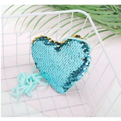 Túi xách đeo vai hình trái tim đính cườm xinh xắn cho bé gái
