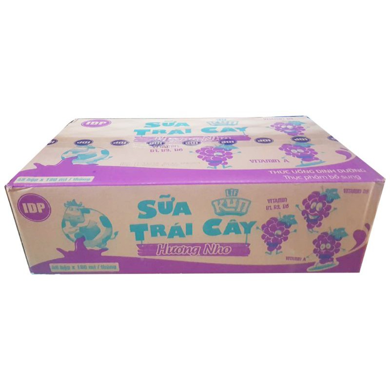 Thùng 48 hộp sữa trái cây Lif Kun hương nho 180ml