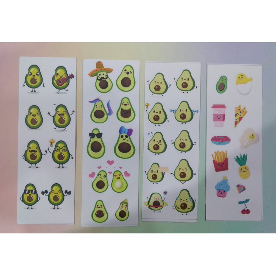 sticker quả bơ avocado SI18 hình dán dễ thương trang trí dán sổ dán điện thoại 1 tờ 7*19,5cm bullet journal