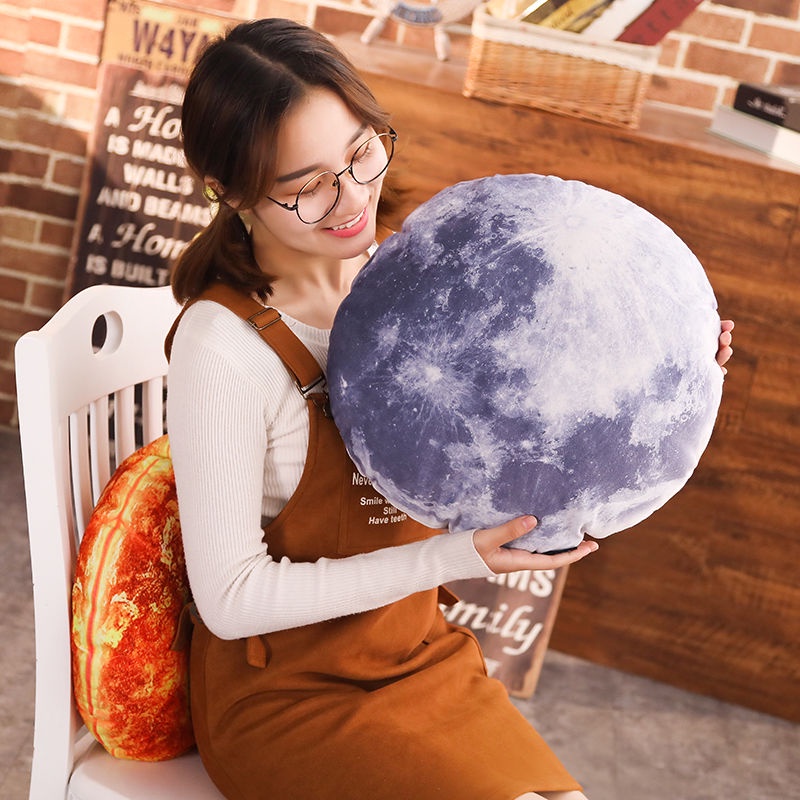 Gối hành tinh ngộ nghĩnh sáng tạo, đệm bông ép, 3D lang thang trái đất mặt trăng sáng tạo Gối hành tinh, gối quà tặng sinh nhật cho nam và nữ