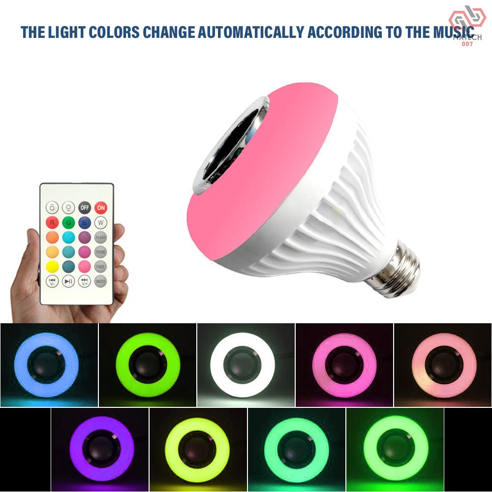 Wireless BT E27 Bulb Remote Control Smart Bulb RGB Color Changing Bulb Music Playing Bulb Built-in Audio Speaker for Home Bedroom Living Room Party Decoration