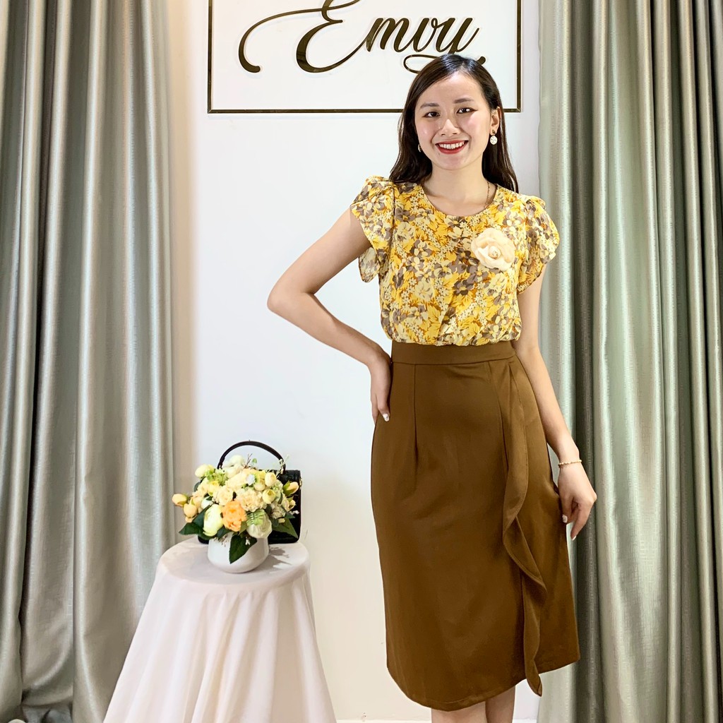 Váy xòe công sở sơ mi kèm chân váy Emvy fashion | BigBuy360 - bigbuy360.vn