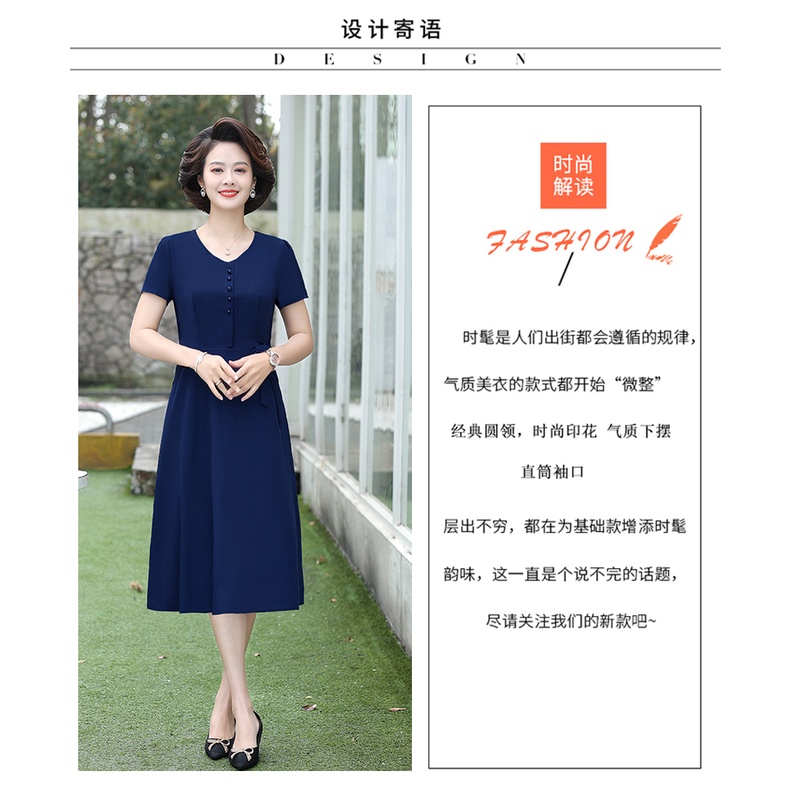 Đầm Chiffon Tay Ngắn Thời Trang Mùa Hè Dành Cho Phụ Nữ Trung Niên 40-50 Tuổi Phong Cách Phương Tây