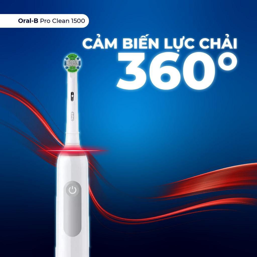 Bàn Chải Điện Oral-B Pro Clean 1500 - Combo Cặp Đôi, 2 Thân chải, 3 Đầu Thay &amp; 2 Travel Case, 3 Chế Độ, Made In Germany