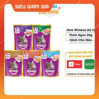 Thức ăn cho mèo pate Whiskas đủ vị túi 85g