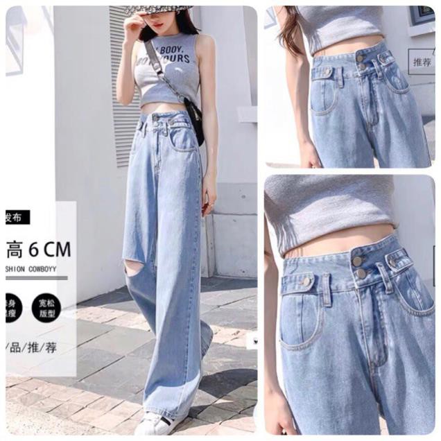 Quần jean nữ SIMPLE dáng suông rộng cao cấp | BigBuy360 - bigbuy360.vn