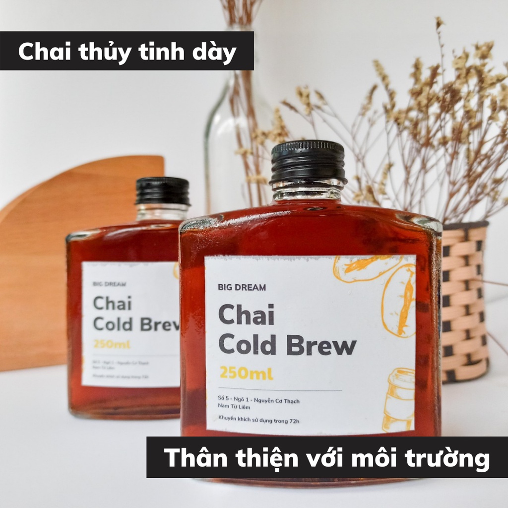 Cà phê nguyên chất đóng chai pha sẵn Cold Brew 250ml cafe rang xay đậm đà hương vị truyền thống gia đình