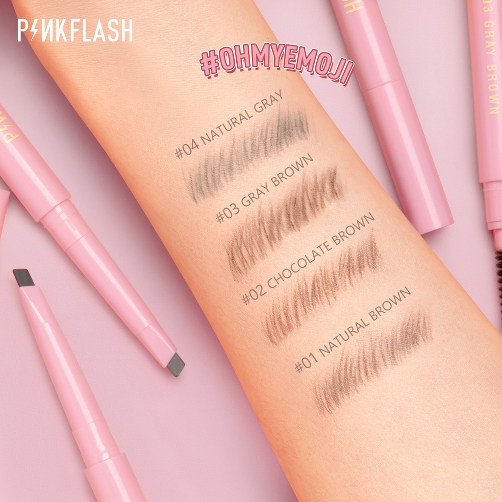 Chì kẻ mày PINKFLASH E09 ngòi mềm kèm cọ dễ tán màu chống nước lâu trôi 8 giờ 30g | WebRaoVat - webraovat.net.vn