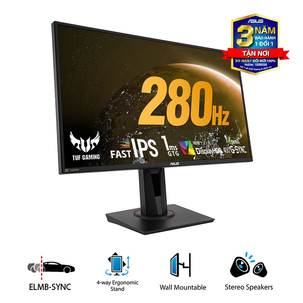 Màn Hình Game ASUS VG279QM 27 inch IPS 280Hz 1ms G-SYNC compatible, Loa - Hàng Chính Hãng