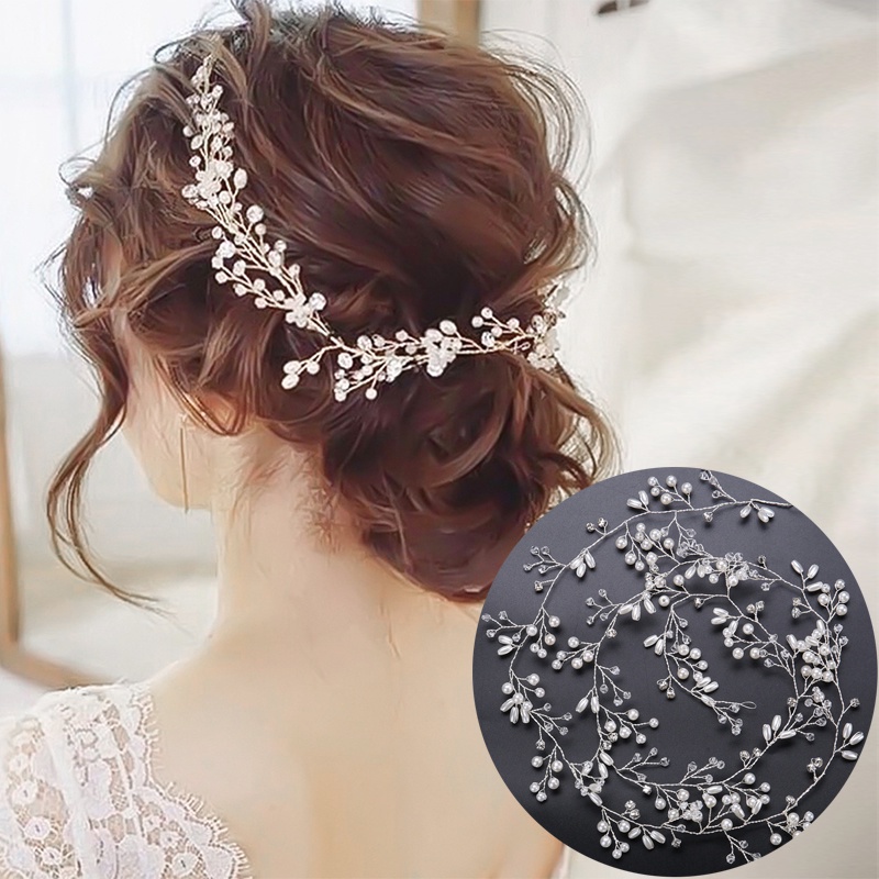 Cài Tóc Hình Hoa Đính Ngọc Trai Sang Trọng Cho Cô Dâu 35cm